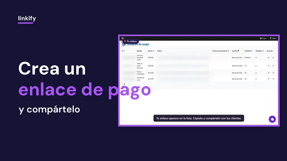 Cómo crear un enlace de pago por transferencia